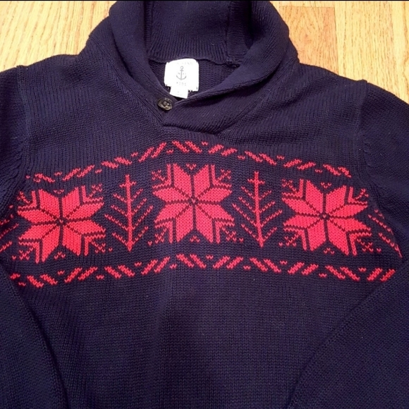 Lands' End Boy's Snowflake Sweater - Picture 3 of 4